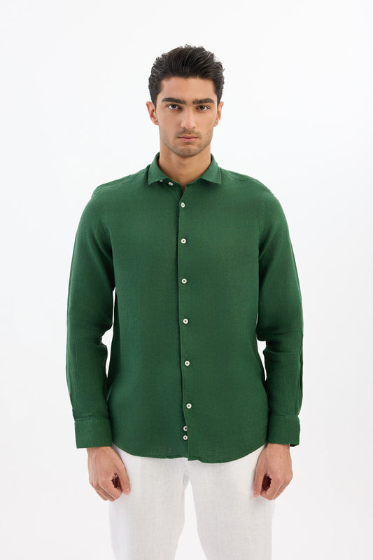 100% Linen Shirt - Green