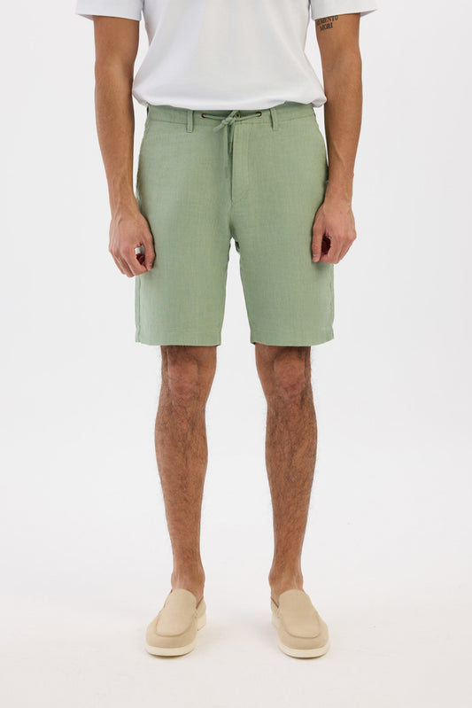 Lightweight linen shorts- Warm Green