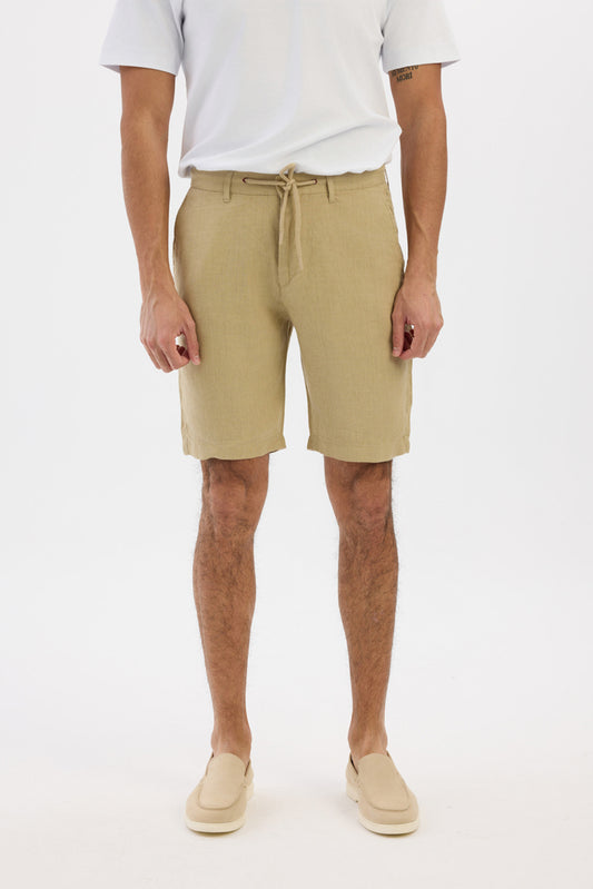 Lightweight linen shorts- Warm Beige