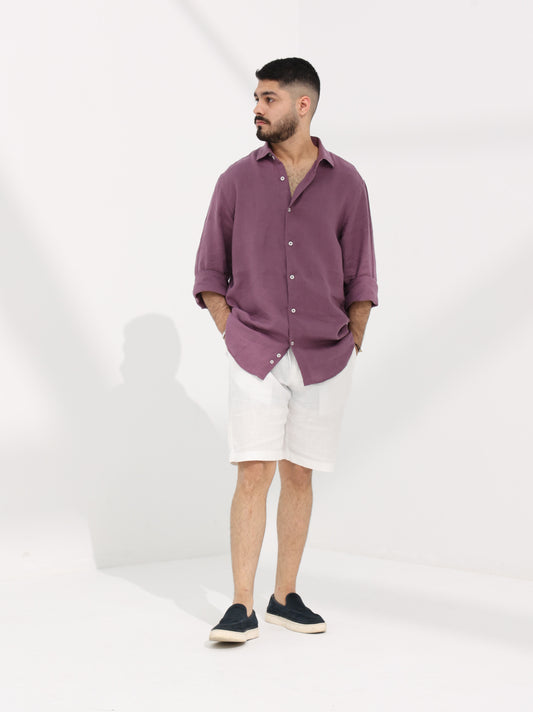 100% LINEN SHIRT - PURPLE