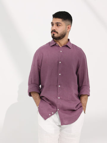 100% LINEN SHIRT - PURPLE