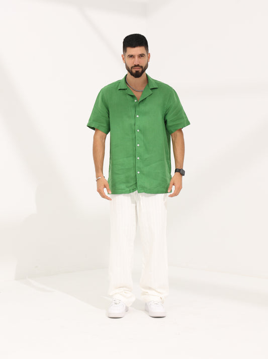 100% LINEN HALF SLEEVE OVERSIZE SHIRT