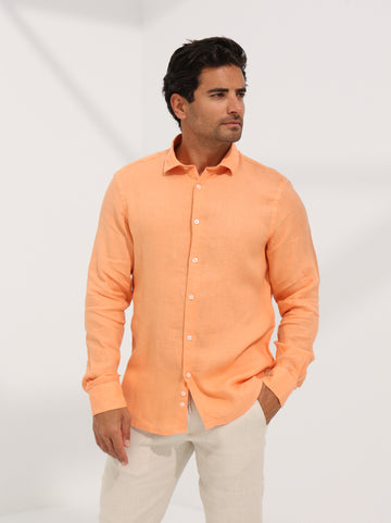 100% LINEN SHIRT - ORANGE