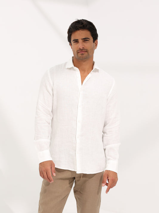 100% LINEN SHIRT - WHITE