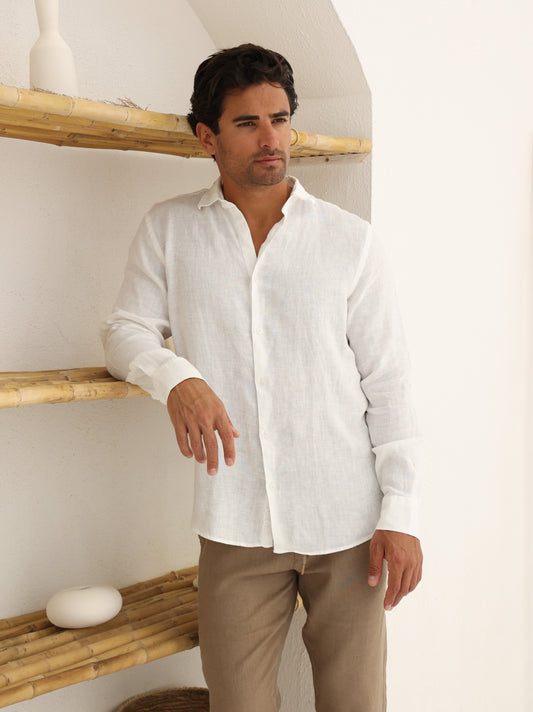 100% LINEN SHIRT - WHITE