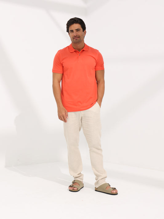 COTTON POLO SHIRT - ORANGE