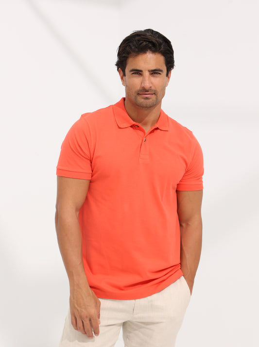 COTTON POLO SHIRT - ORANGE