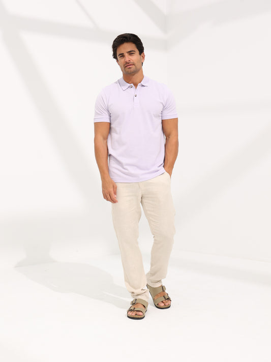 COTTON POLO SHIRT - PURPLE