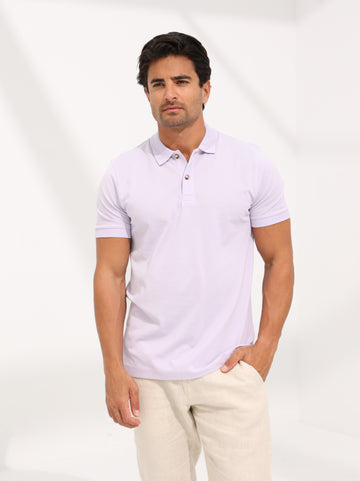 COTTON POLO SHIRT - PURPLE