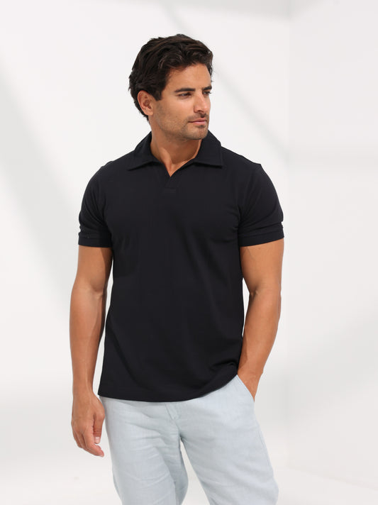 COTTON POLO SHIRT - BLACK