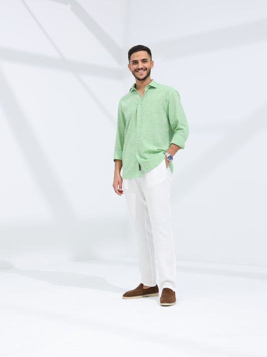 100% LINEN REGULAR FIT SHIRT - MINT