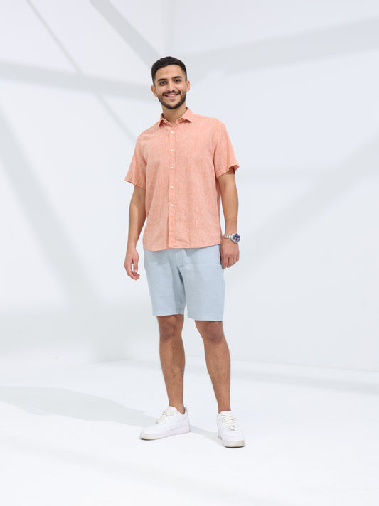 100% LINEN SHORT - LIGHT BLUE