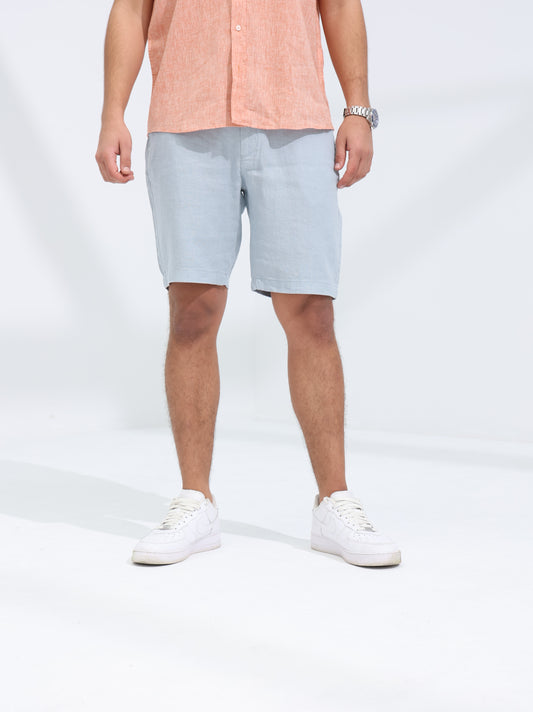 100% LINEN SHORT - LIGHT BLUE