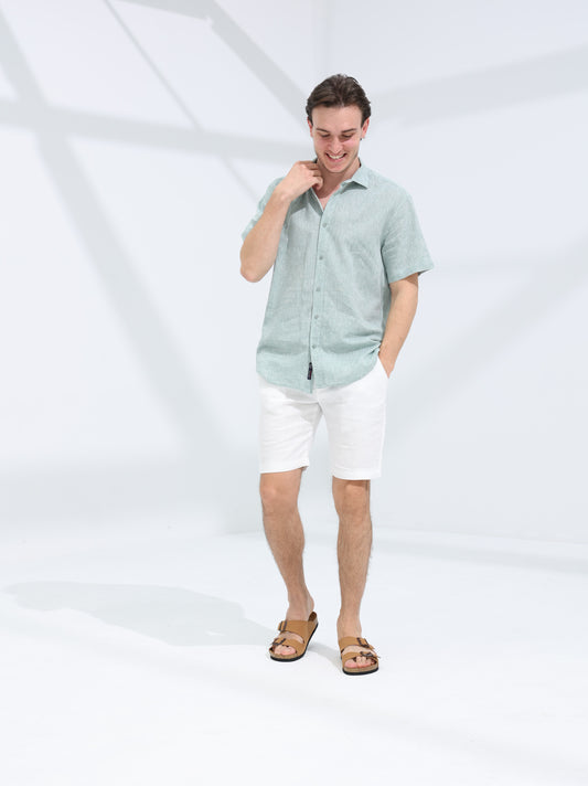 100% LINEN SHORT - WHITE