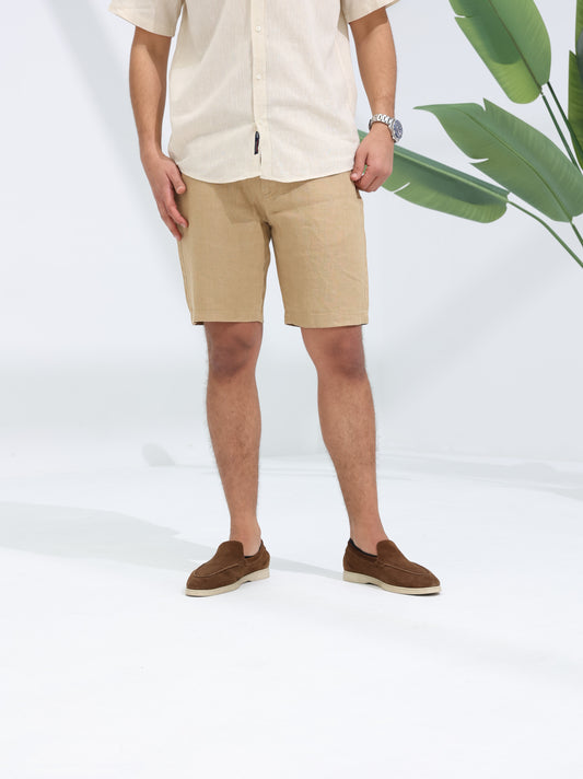 100% LINEN SHORT - SAND