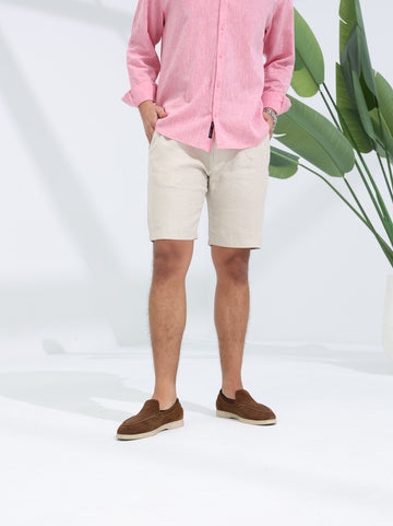 100% LINEN SHORT - BEIGE