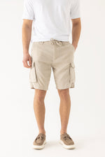 100% Linen Cargo-Style Shorts with Pockets - Beige