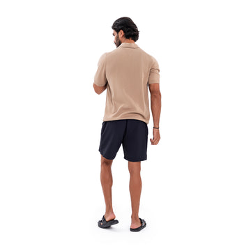 Cotton Zipper T-Shirt - Brown