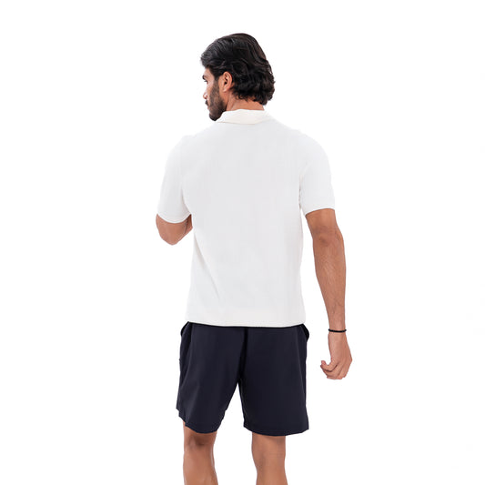 Cotton Zipper T-Shirt - White