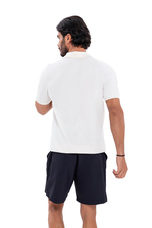 Cotton Zipper T-Shirt - White