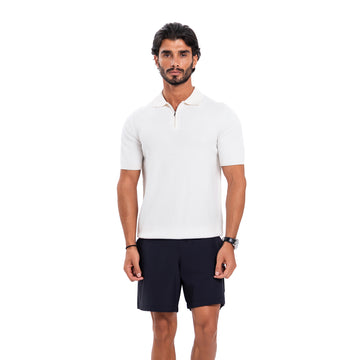 Cotton Zipper T-Shirt - White
