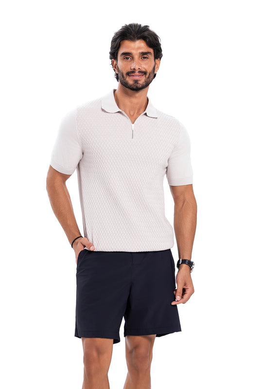 Cotton Zipper Knit - Light Beige