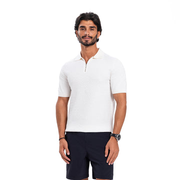 Cotton Zipper Knit - White