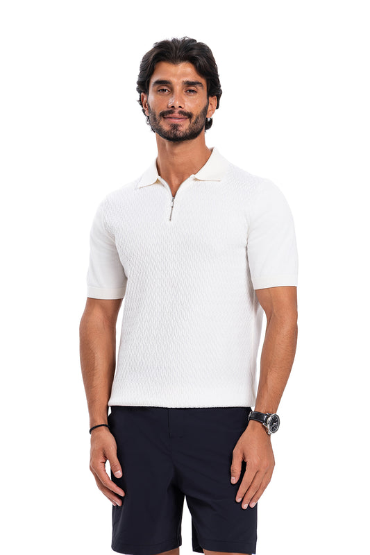Cotton Zipper Knit - White