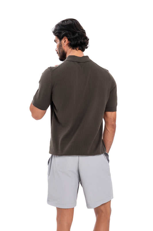 Cotton Zipper Knit - Olive