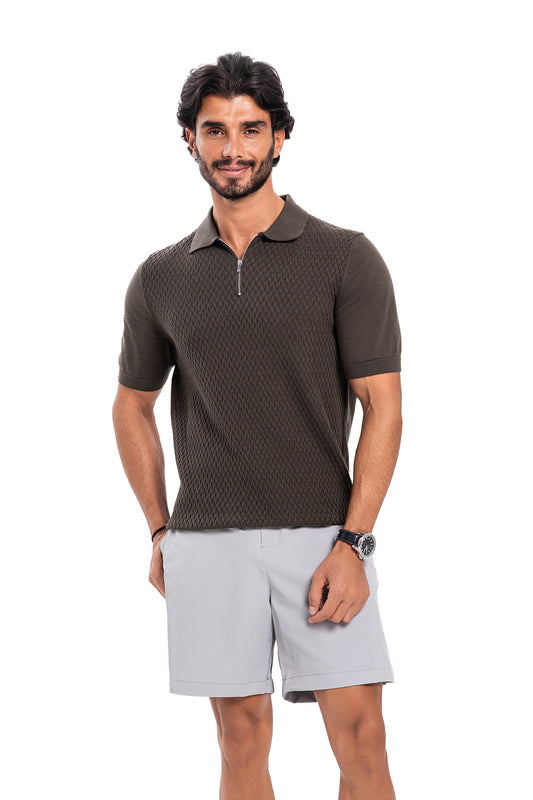 Cotton Zipper Knit - Olive