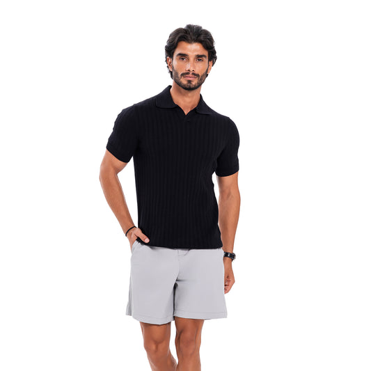 V-Polo Line T-Shirt - Black