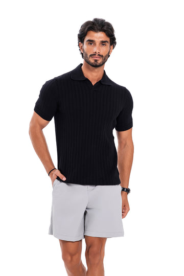 V-Polo Line T-Shirt - Black