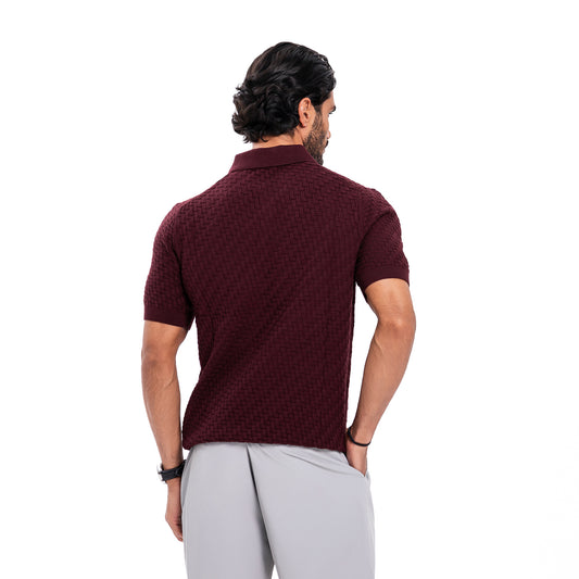 New Polo Knit - Burgundy