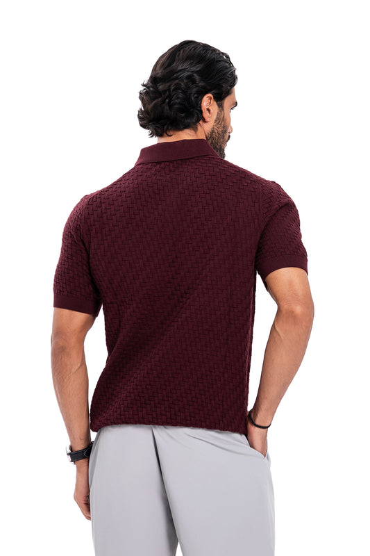 New Polo Knit - Burgundy