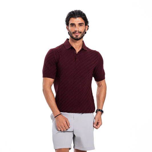 New Polo Knit - Burgundy
