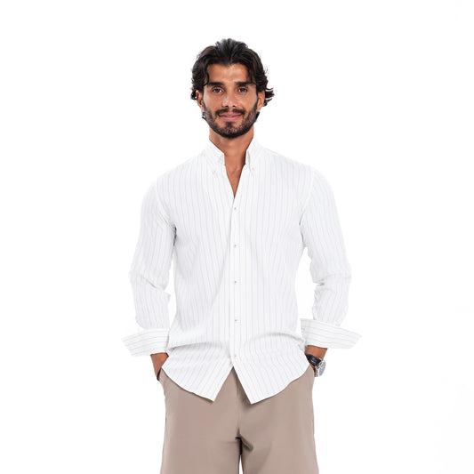 Classic shirt - White With Beige Lines