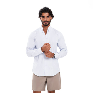 Classic shirt - Baby Blue With White Lines