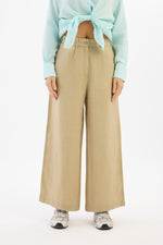 100% Linen High-Waist Women’s Trousers – Beige