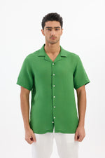 100% Linen Shirt Half Sleeve- Green