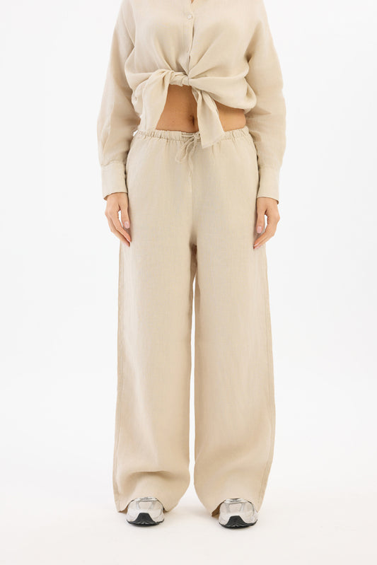100% Linen Women’s Trousers – Beige