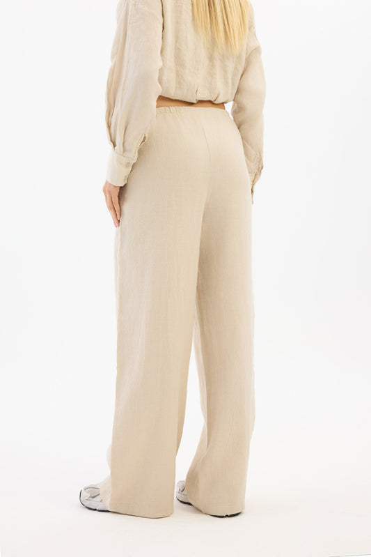100% Linen Women’s Trousers – Beige