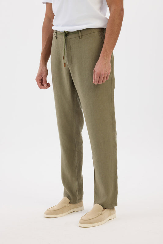 100% natural linen Trousers - Warm Green