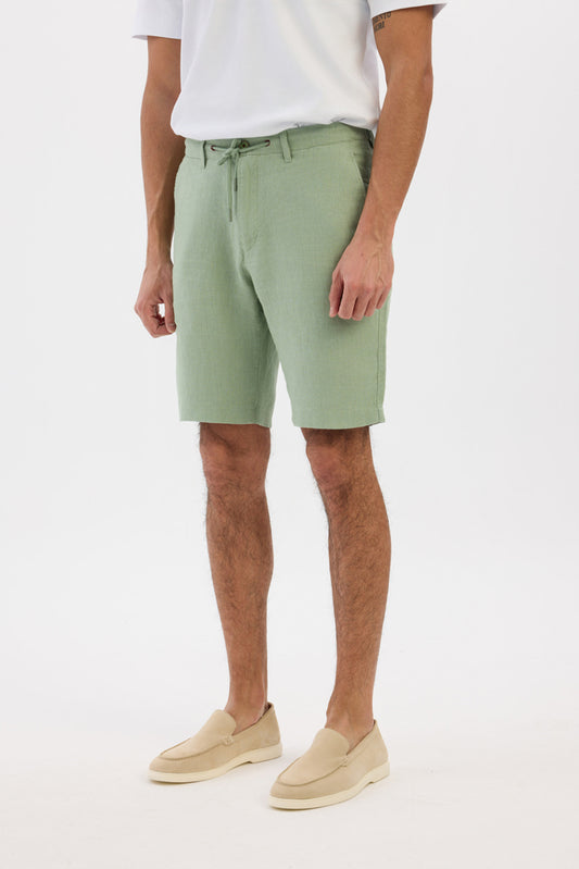 Lightweight linen shorts- Warm Green
