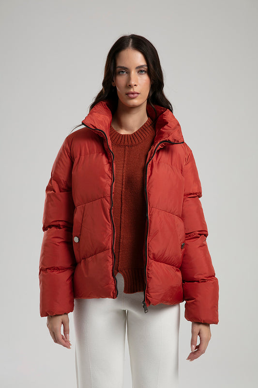 Women's Cropped Puffer Jacket – Red