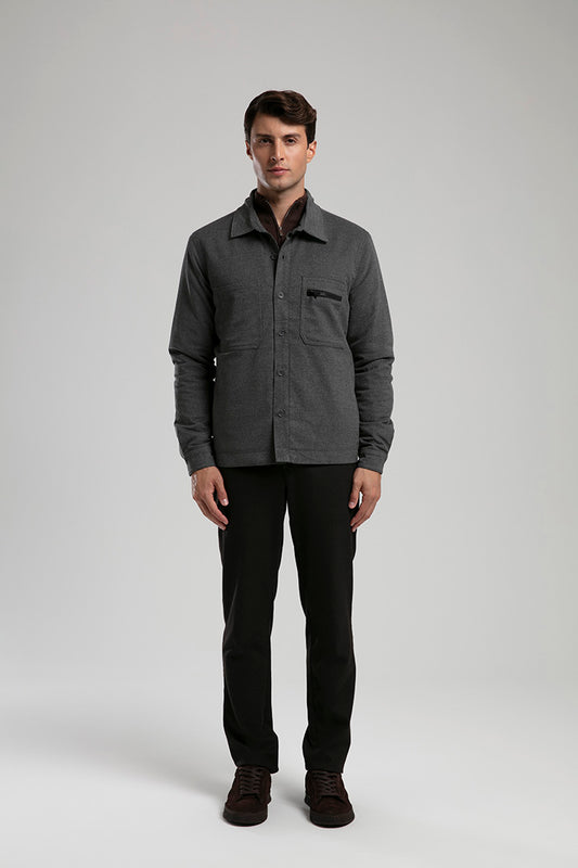 Button-Up Utility Overshirt - Charcoal