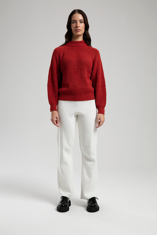 Textured Knit Sweater - Red