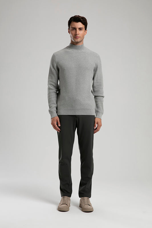 High Neck Knit Sweater - Grey