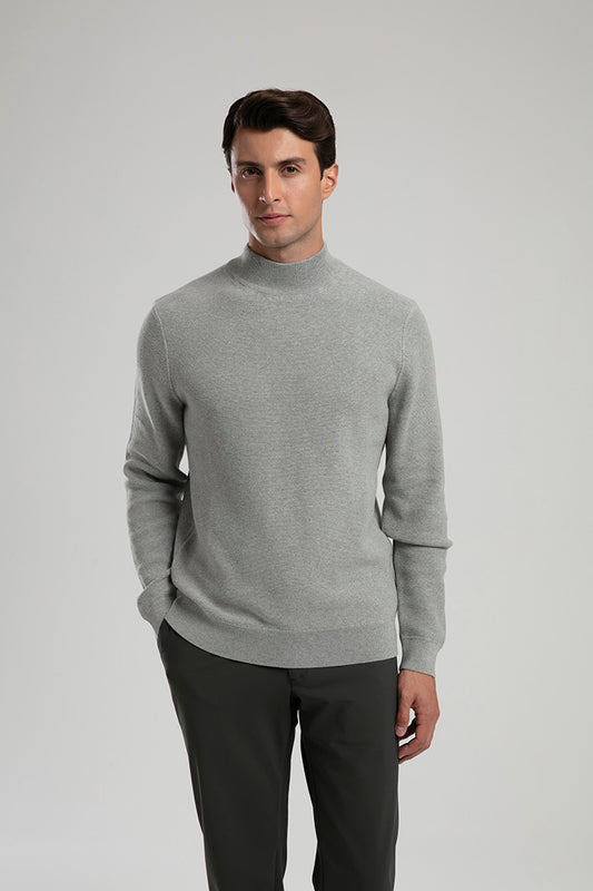 High Neck Knit Sweater - Grey