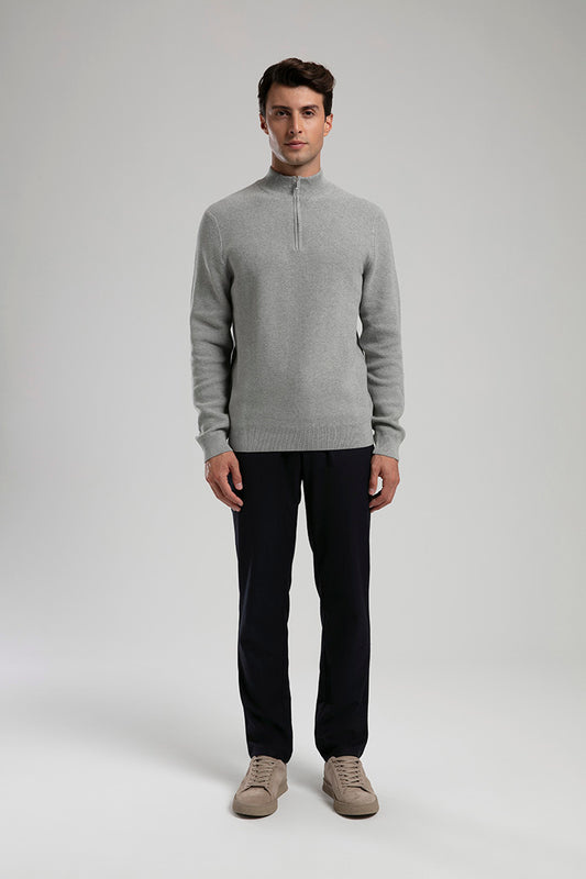 Half-Zip Knit Sweater - Grey