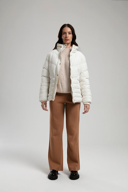 Women's Short Puffer Jacket – White
